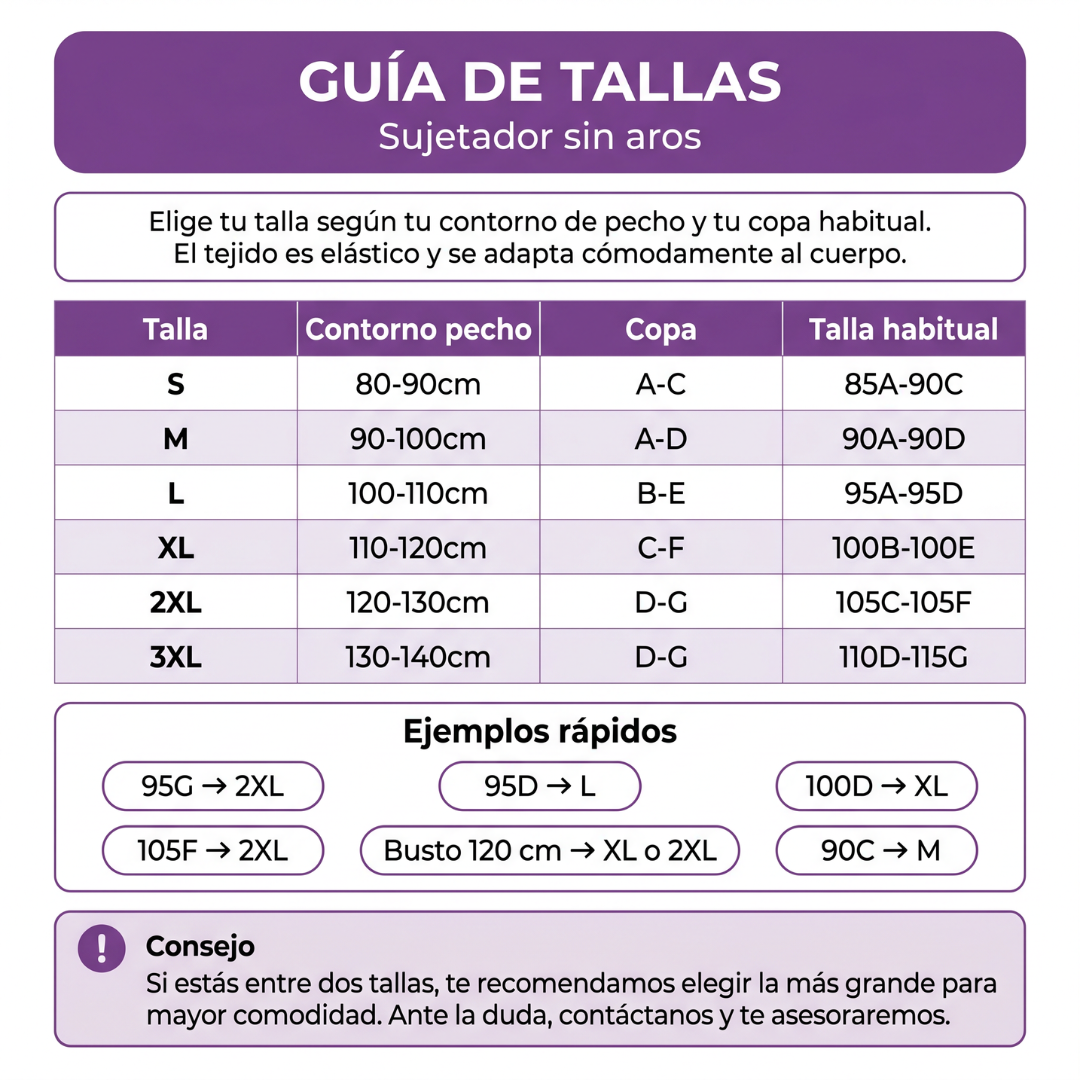Sujetador sin aros